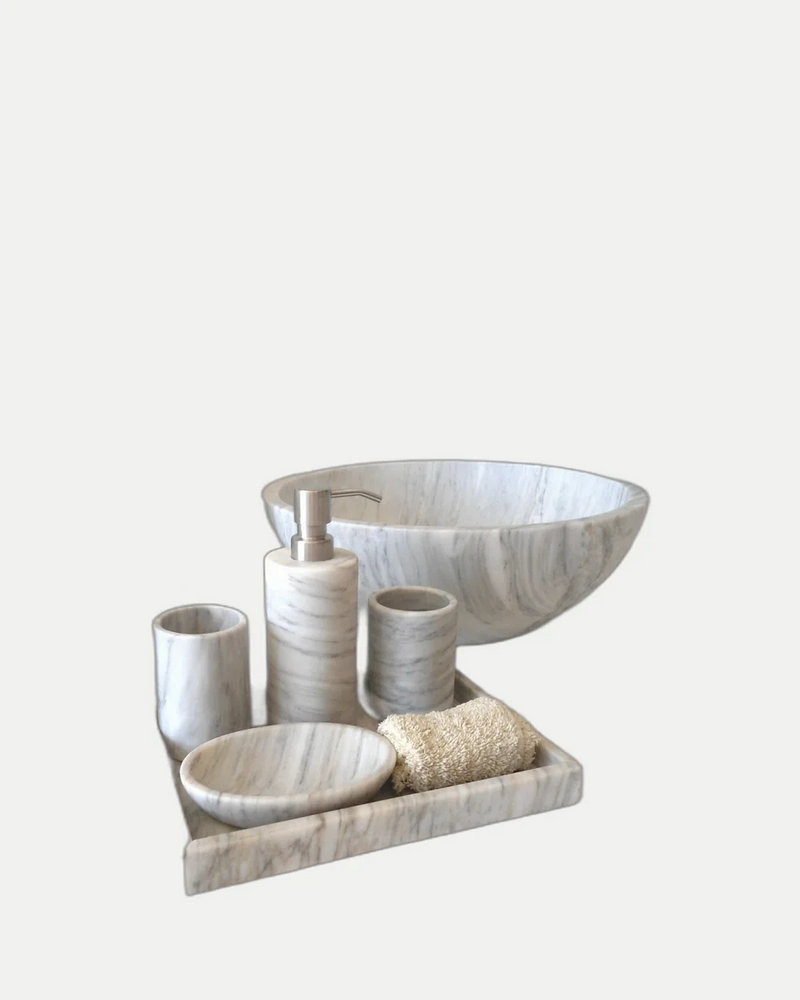 Set de baño Médano en mármol blanco