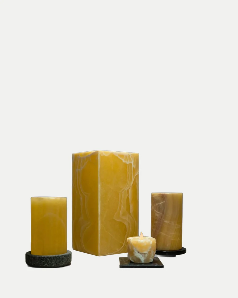 Porta velas Cerritos en ónix naranja
